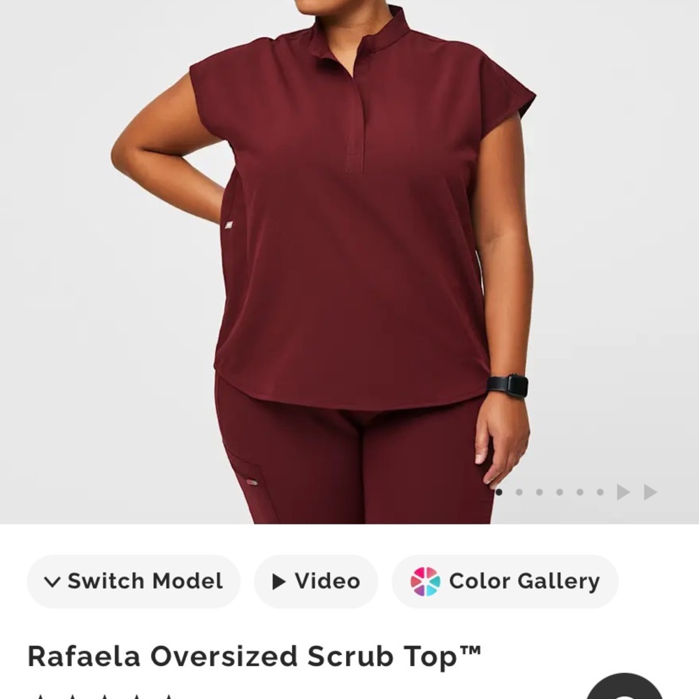 Figs Rafaella Oversized Scrub Top - Burgundy